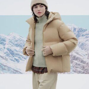 Uniqlo Seamless Down Parka - Beige Tan Size Small